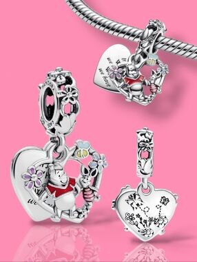 Pandora Disney's Winnie The Pooh & Piglet Double S925 Dangle Charm With Enamel